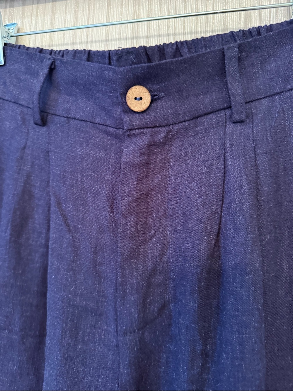 NWT Navy Wide-Leg Bermuda linen Women’s Shorts - Picture 4 of 9